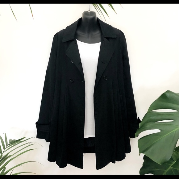 CKM Swing Coat Sz M Black Caroline K Morgan pocket - Picture 2 of 12